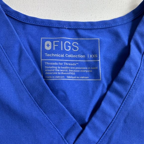 Figs Catarina Single Pocket Solid Blue Scrub Top Womens Size XXS Uniform  - Picture 6 of 10